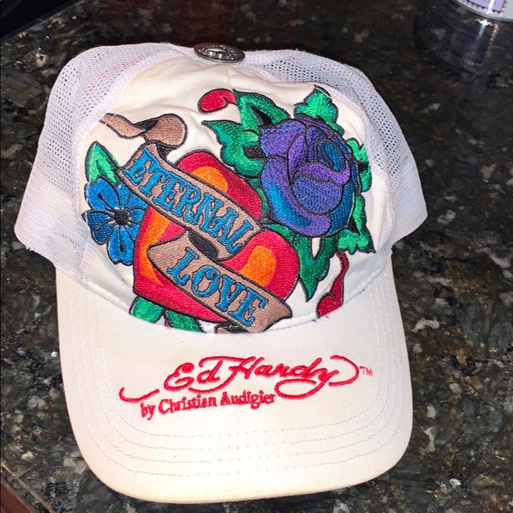 Colorful White Ed Hardy hat